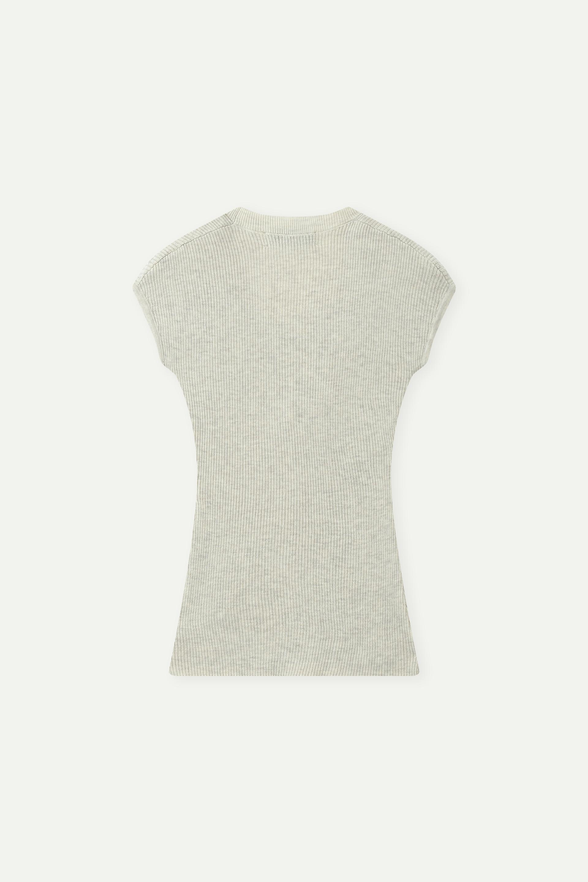 坑條針織蓋袖上衣