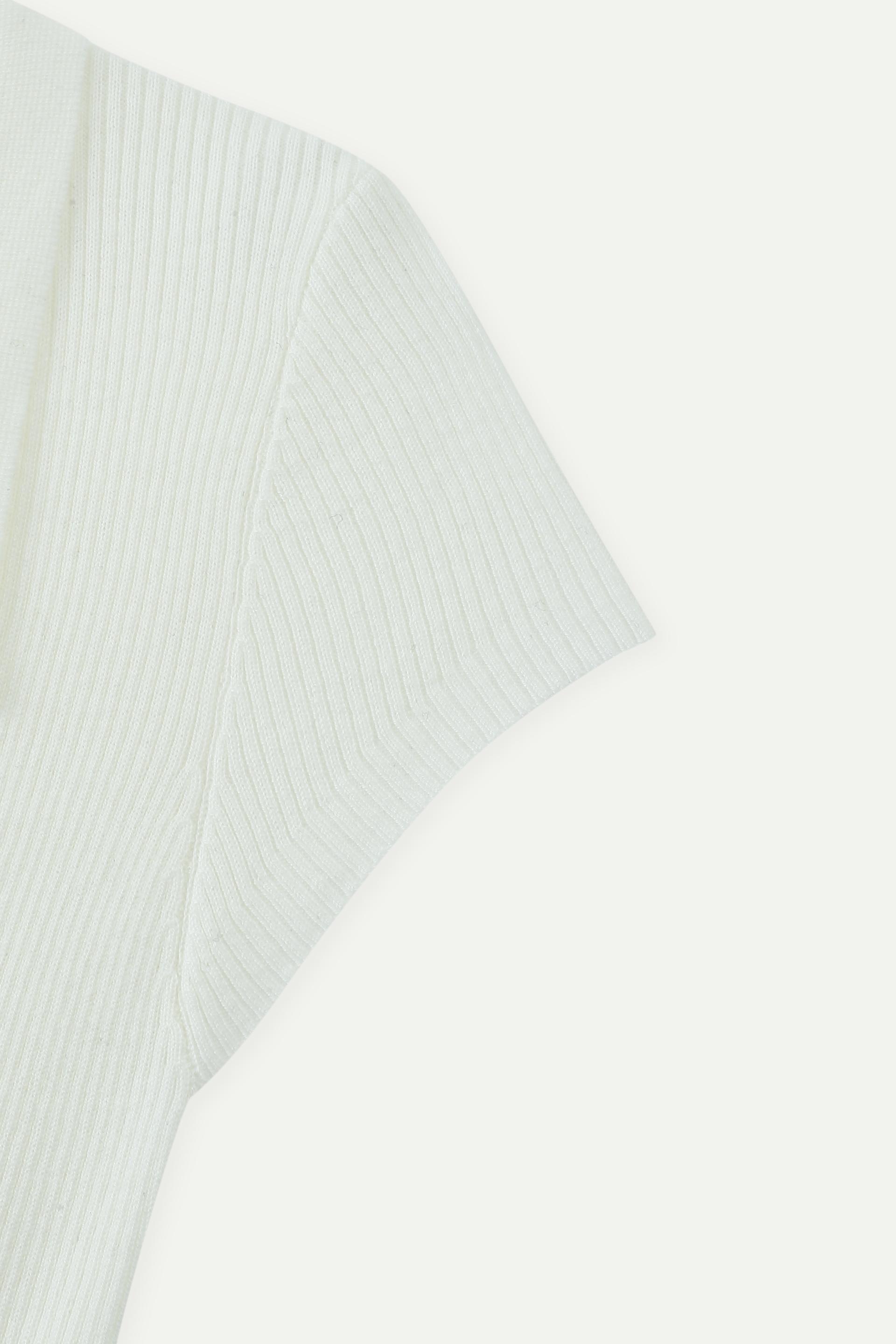 坑條針織 Polo 短袖上衣