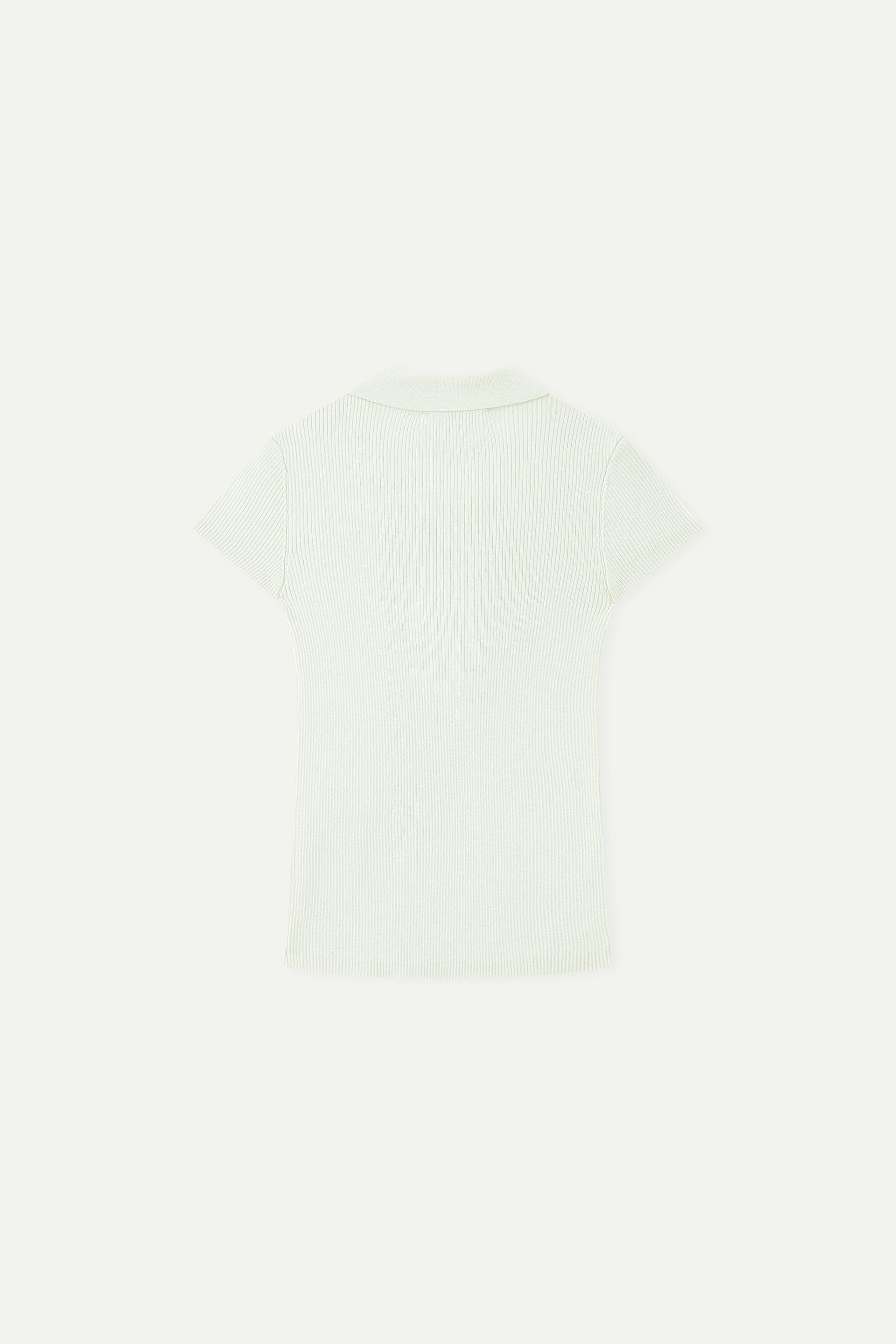 坑條針織 Polo 短袖上衣