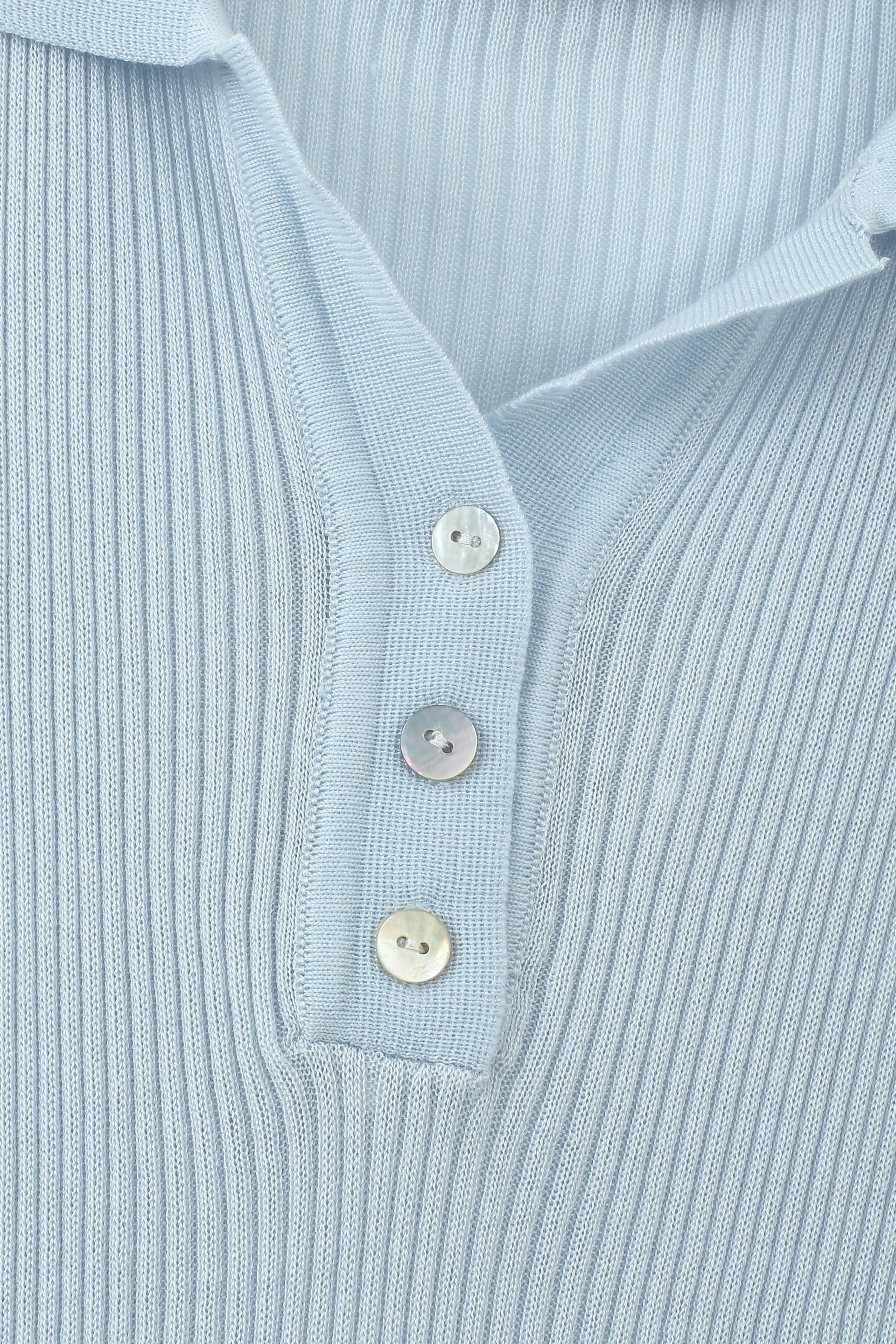 坑條針織無袖 Polo 上衣