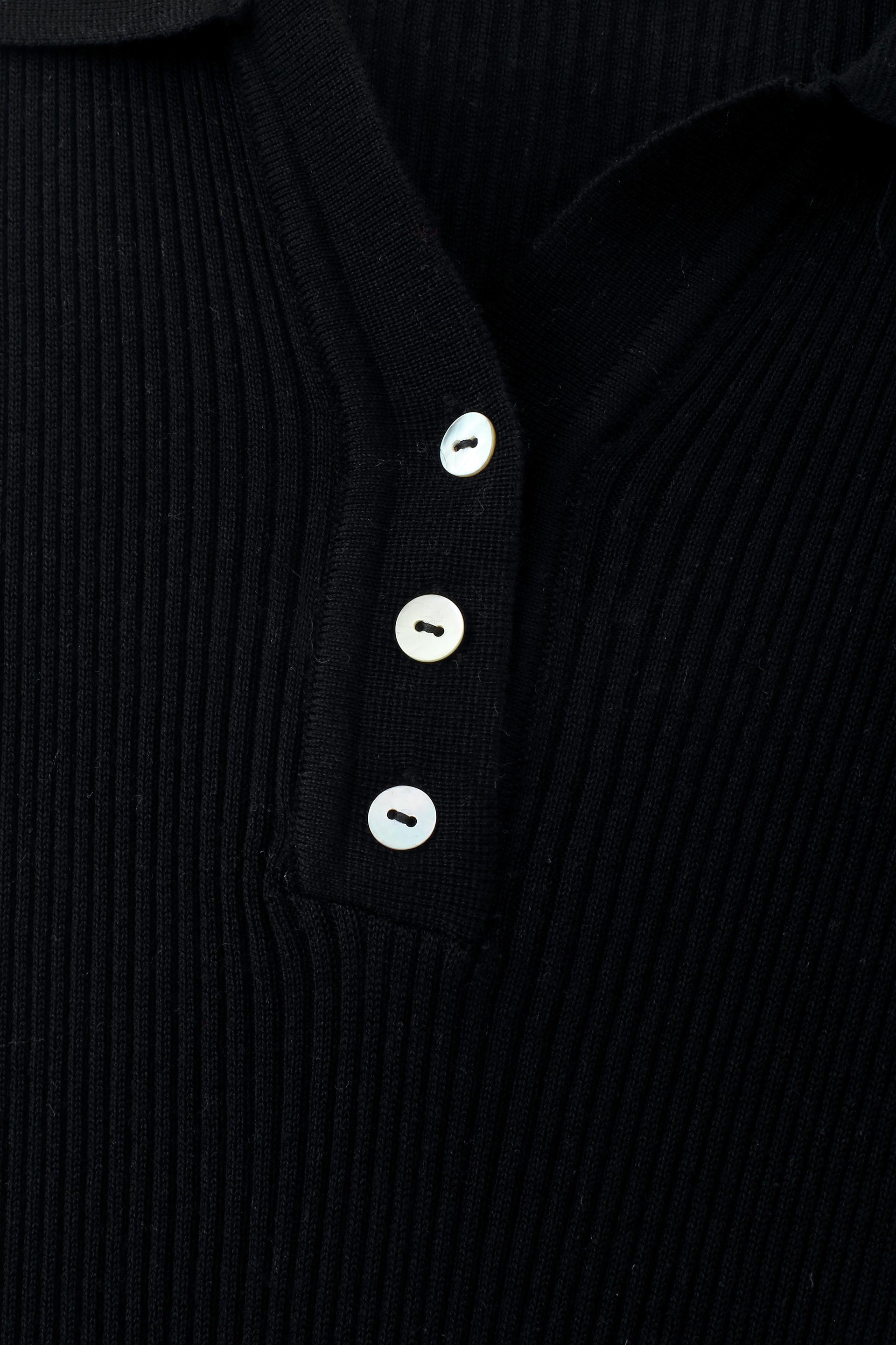 坑條針織無袖 Polo 上衣