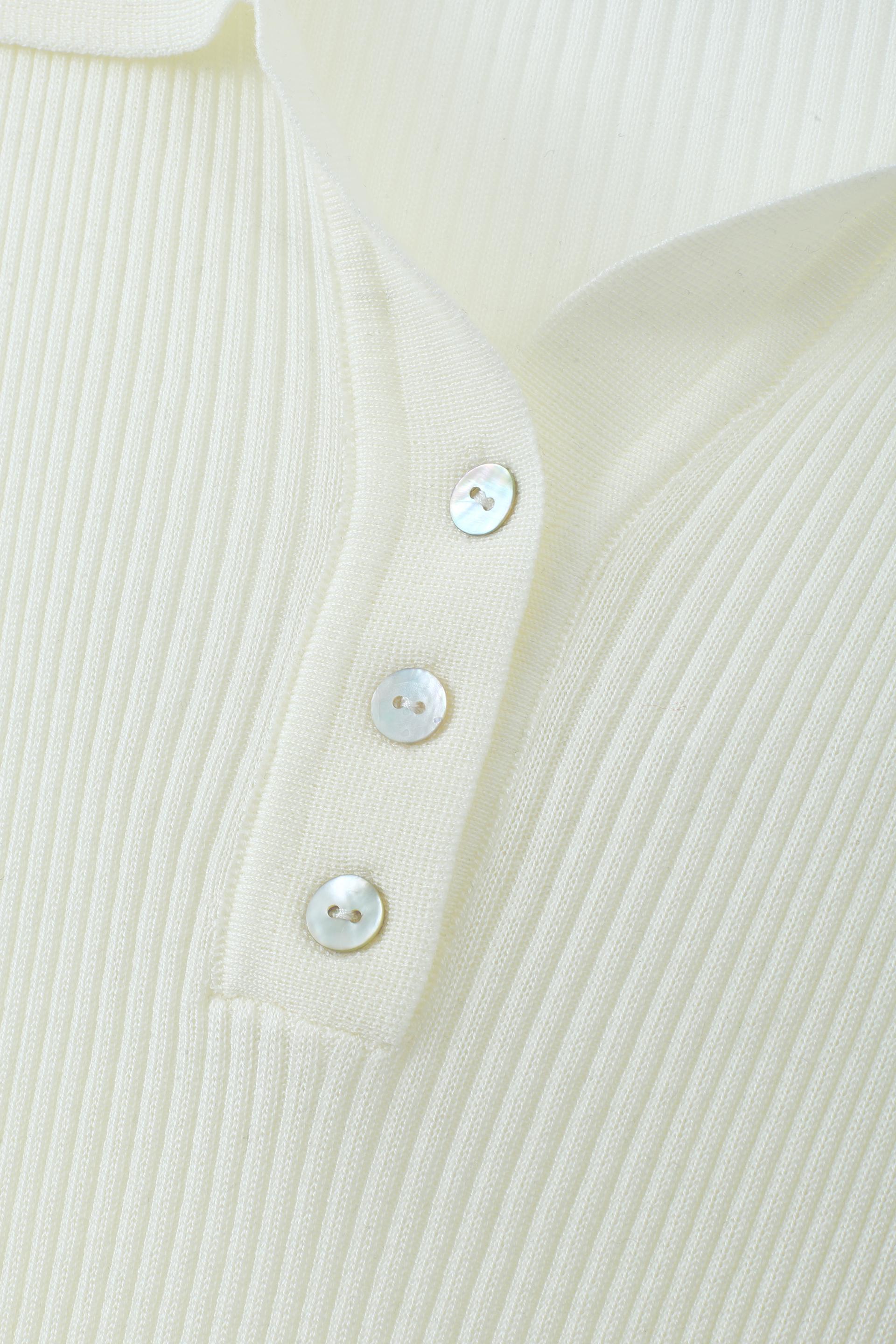 坑條針織無袖 Polo 上衣