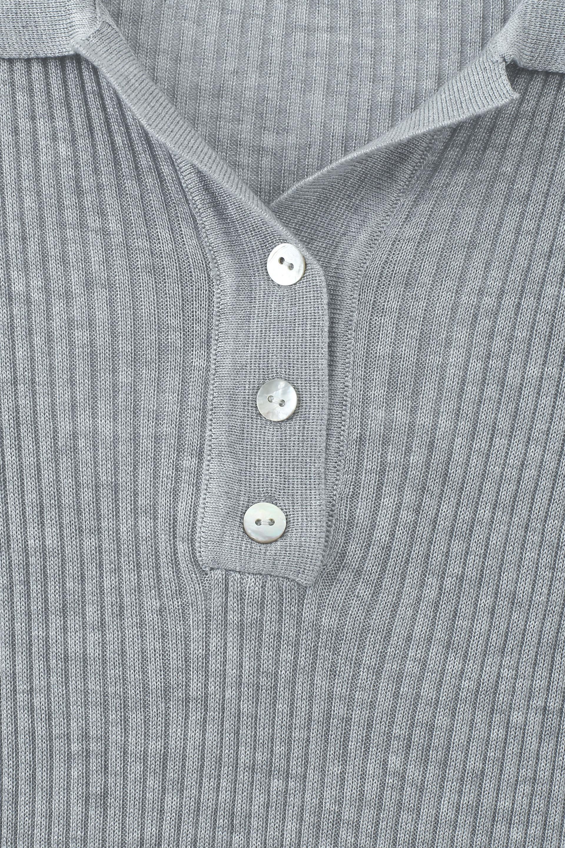 坑條針織無袖 Polo 上衣