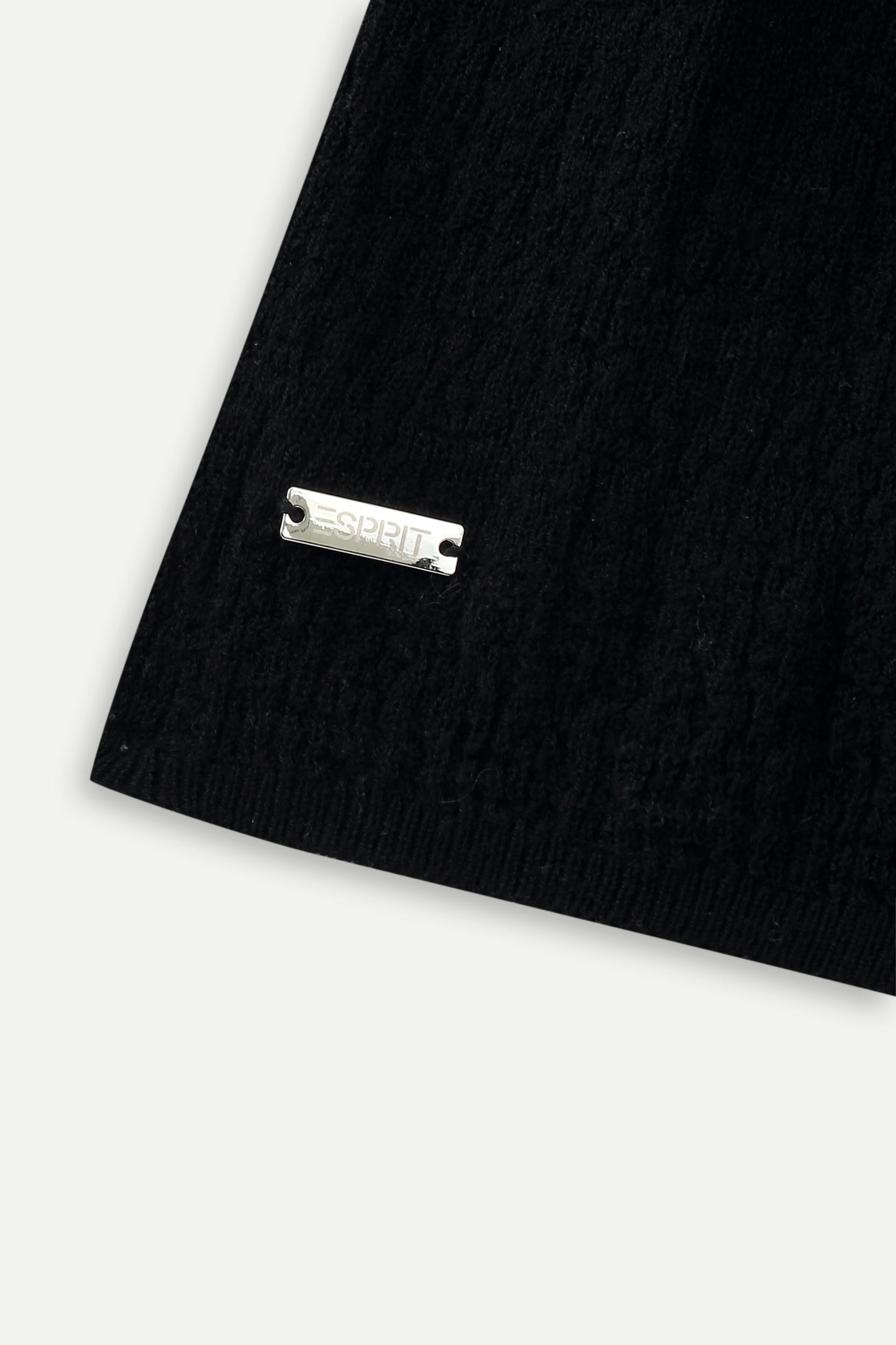 紋理 V 領長袖針織上衣