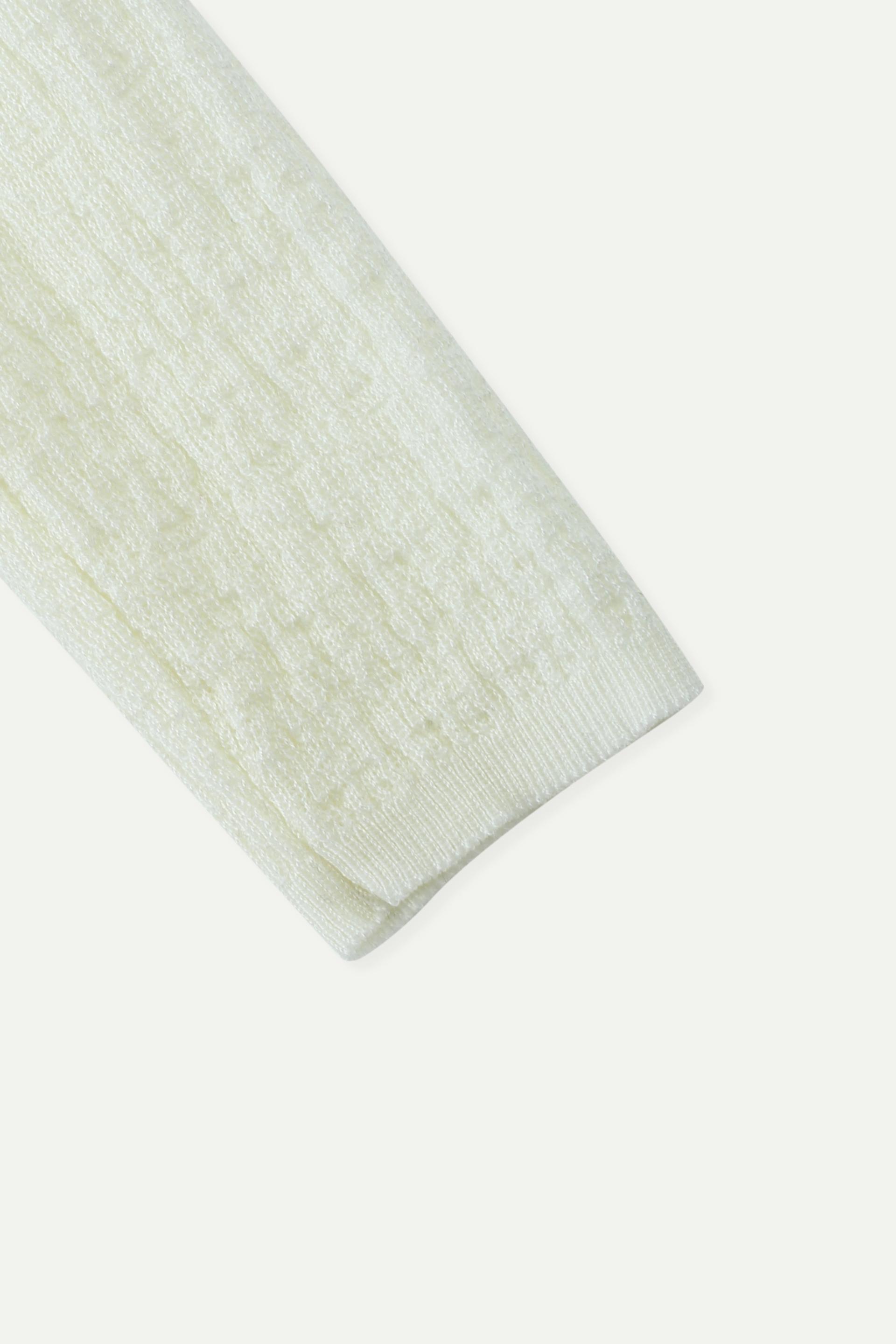 紋理 V 領長袖針織上衣