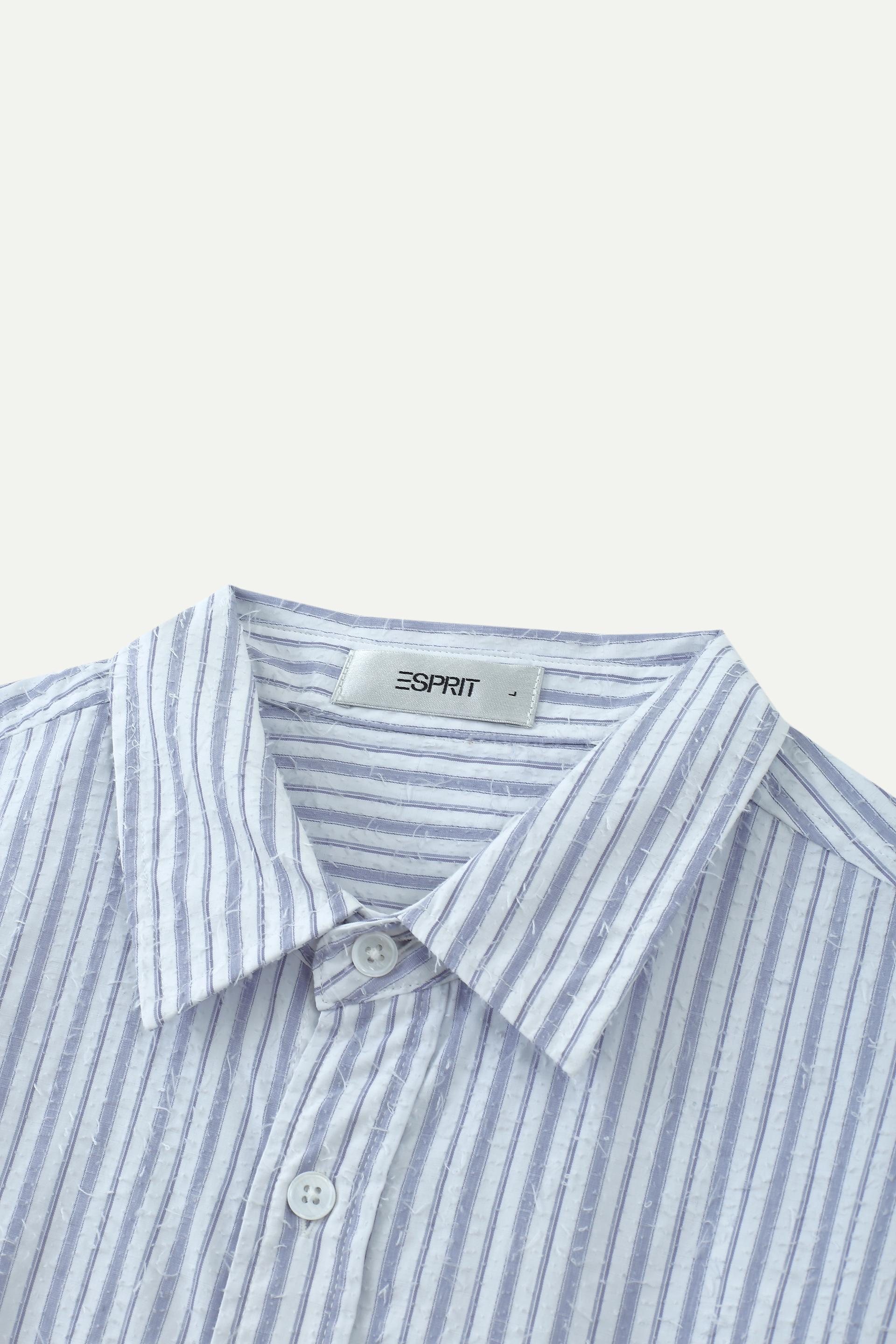 棉混紡肌理條紋闊身襯衫