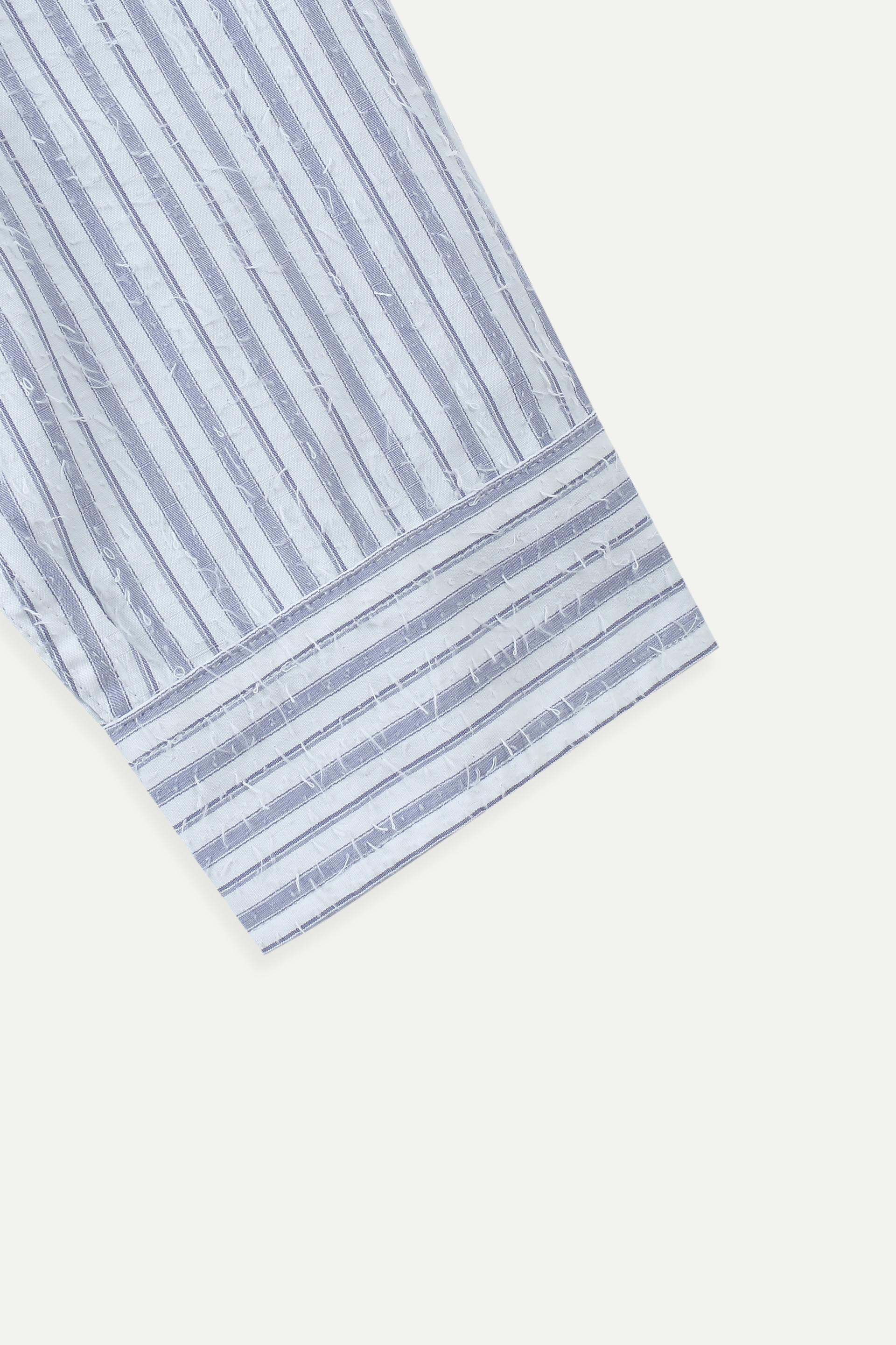 棉混紡肌理條紋闊身襯衫