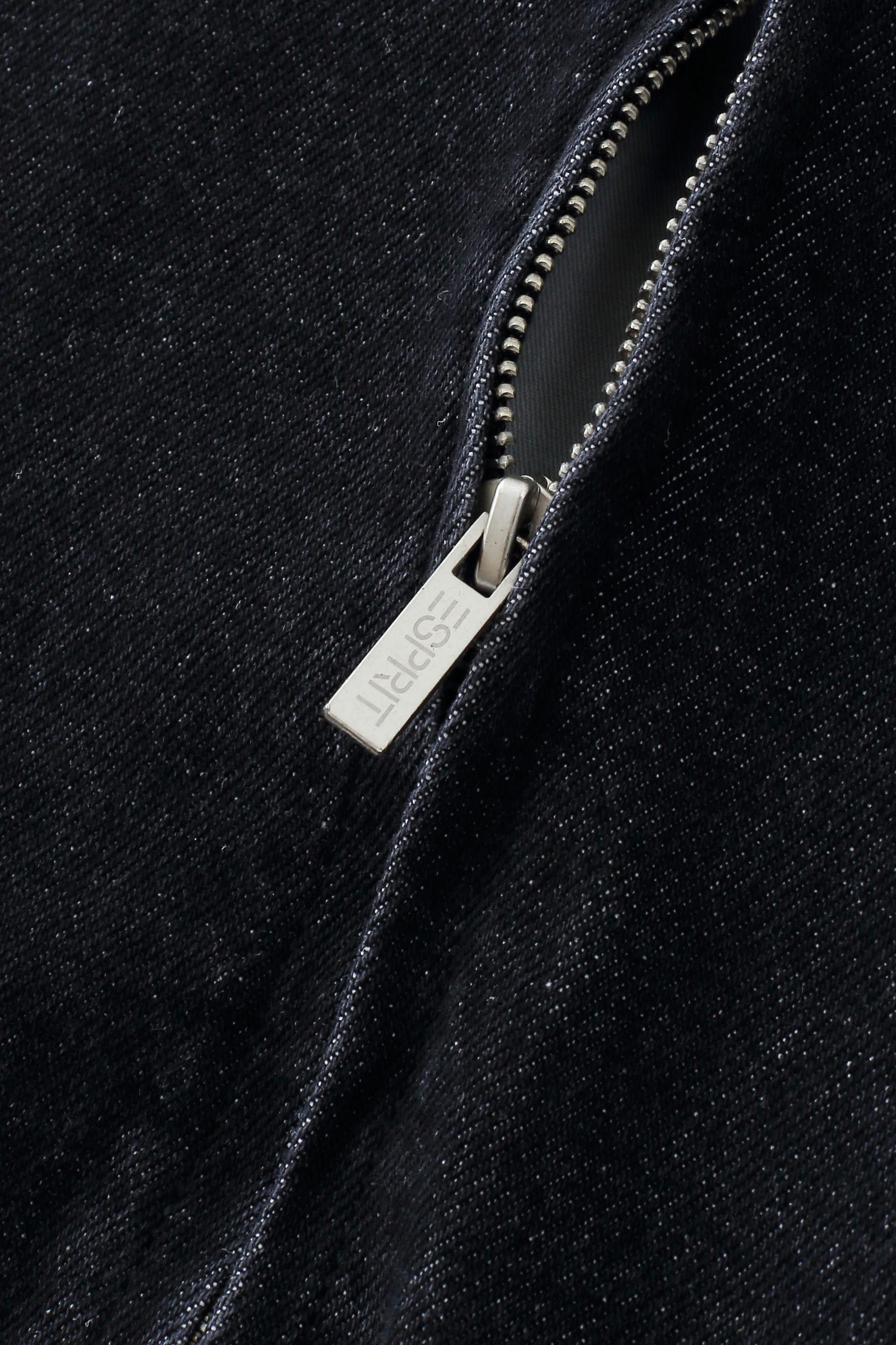 Men's Corduroy Collar Zip-Up Denim Jacket