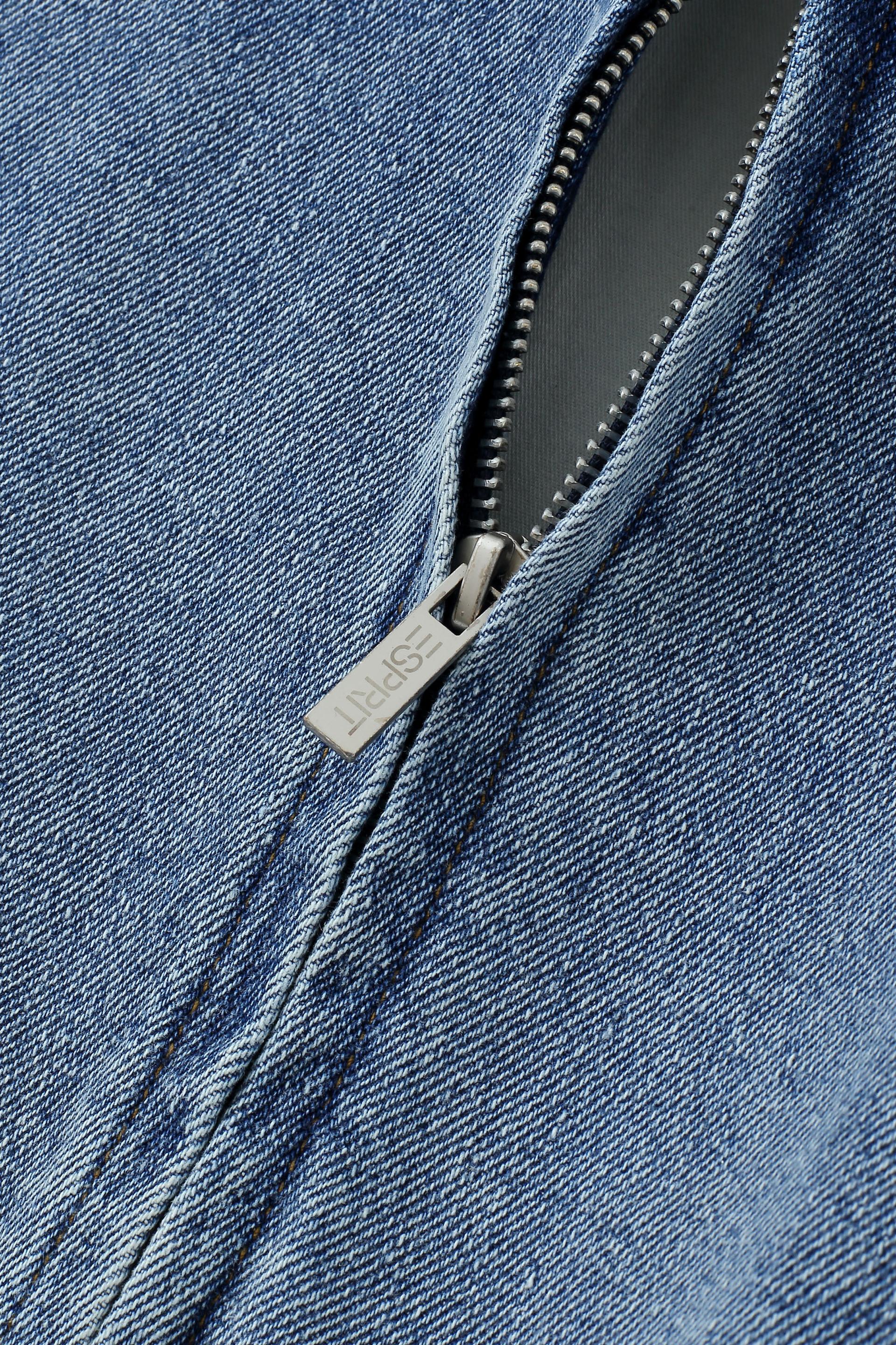 Men's Corduroy Collar Zip-Up Denim Jacket