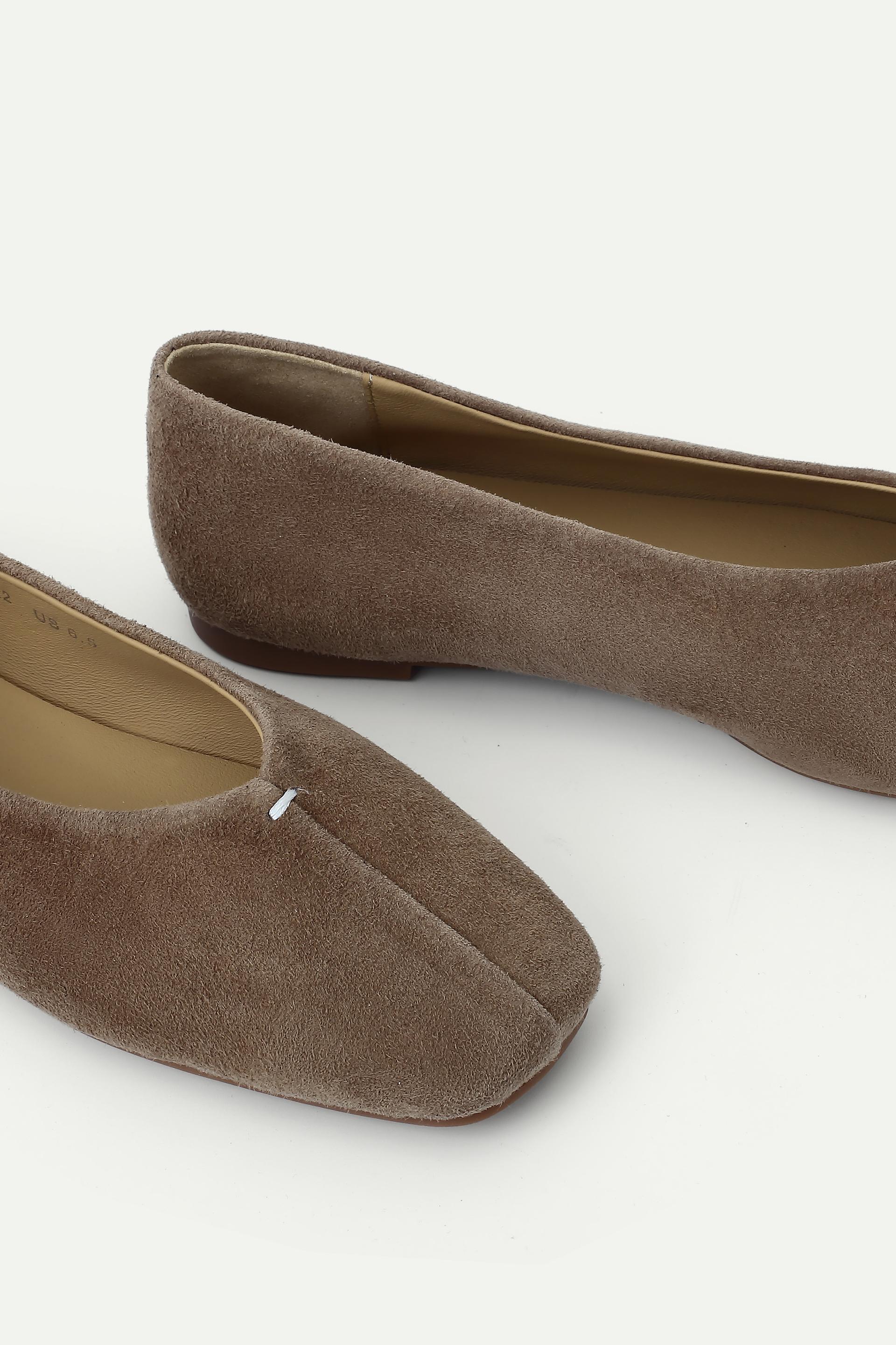 麂皮方頭平底鞋