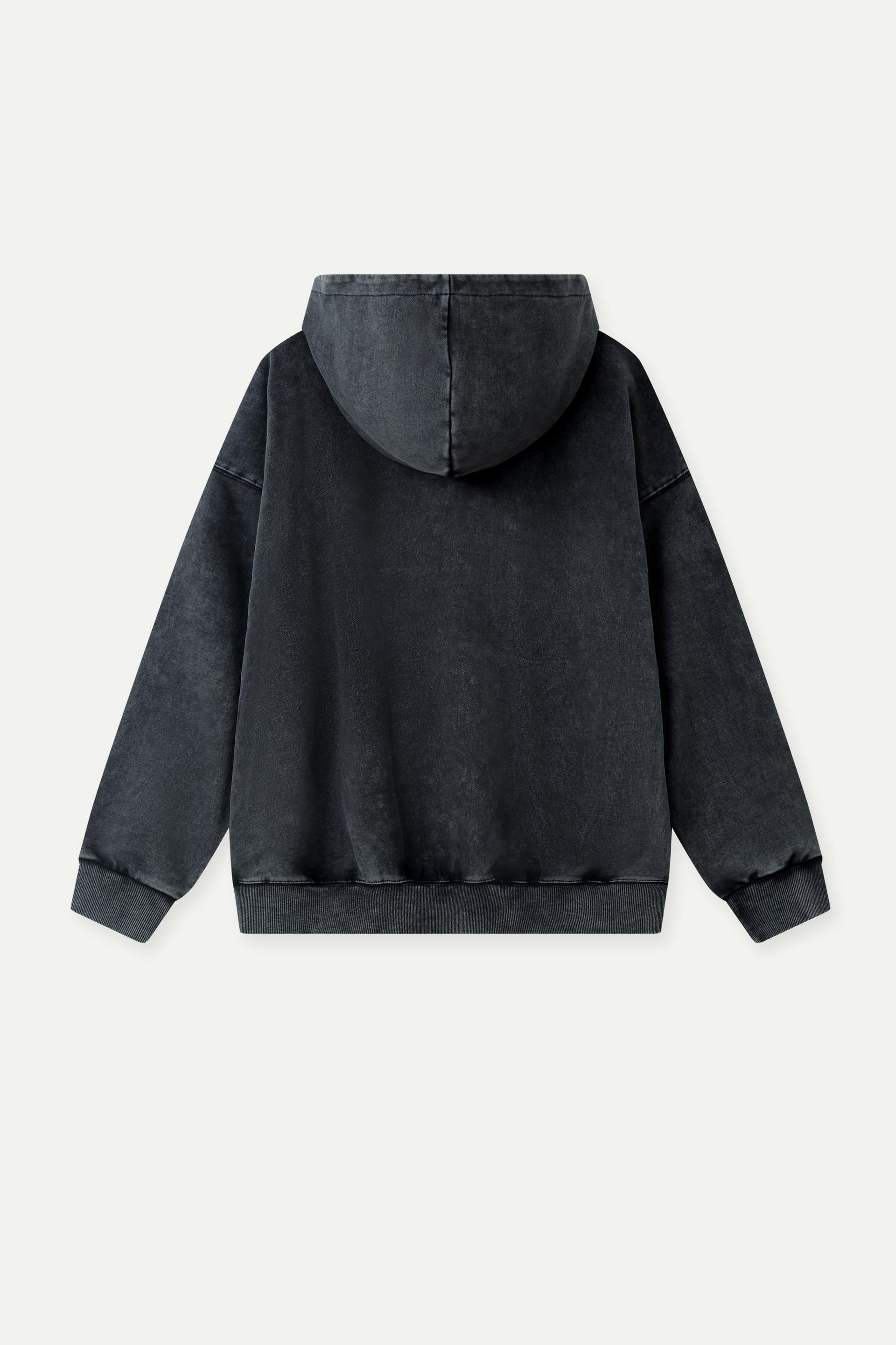 寬鬆 V 字領連帽衫